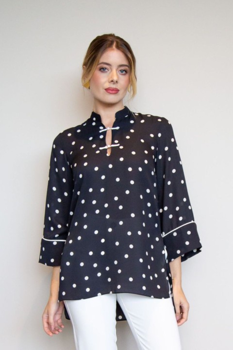Oriental-inspired blouse