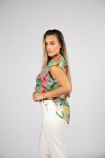 Tnica manga curta de folhos