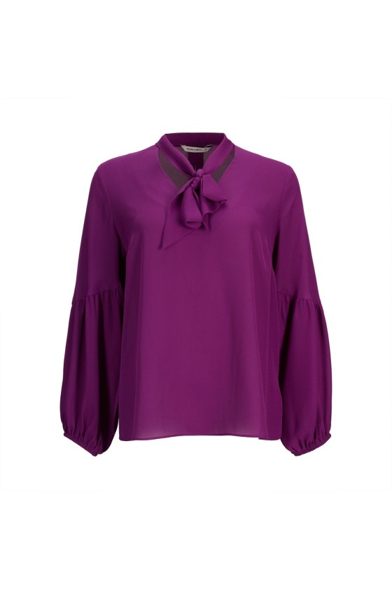 Polka dot bow blouse