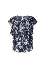 Gathered blouse with lined buttons