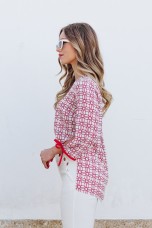 Allover print bow detail blouse