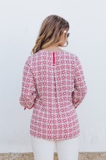 Allover print bow detail blouse
