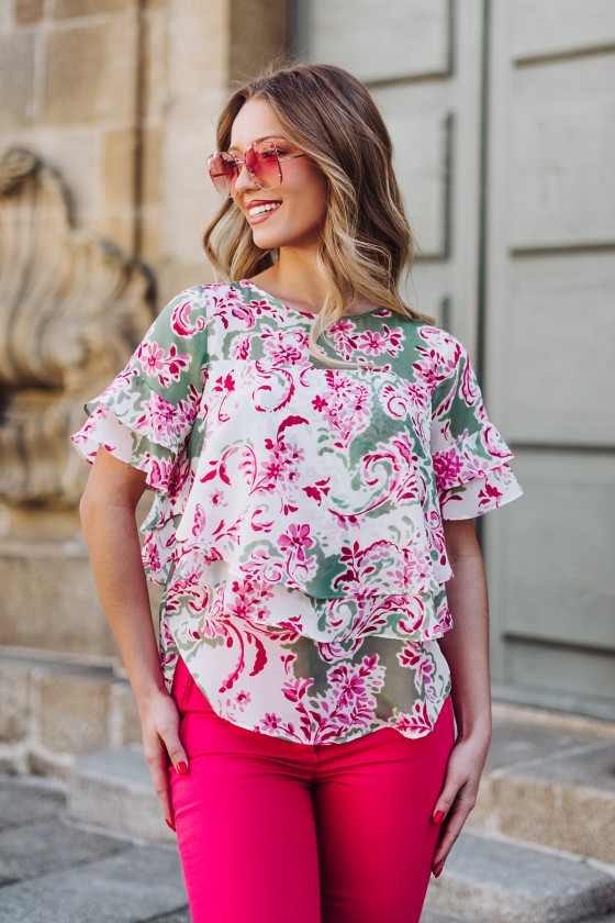 Blouse with overlapping layers