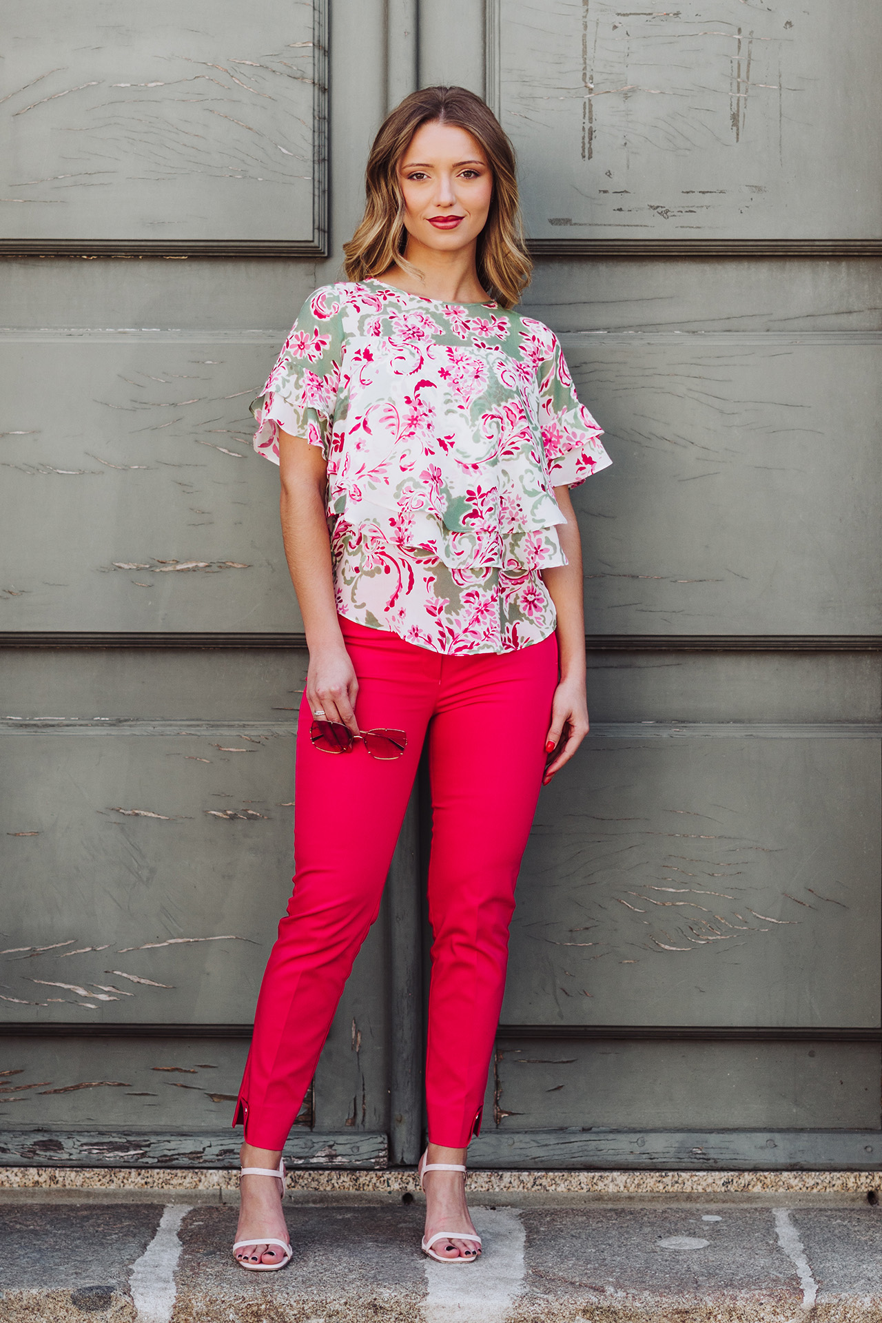 Blouse with overlapping layers