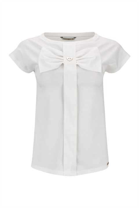 T-shirt de algodão com laço T-shirt de algodão com laço