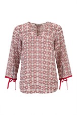Allover print bow detail blouse