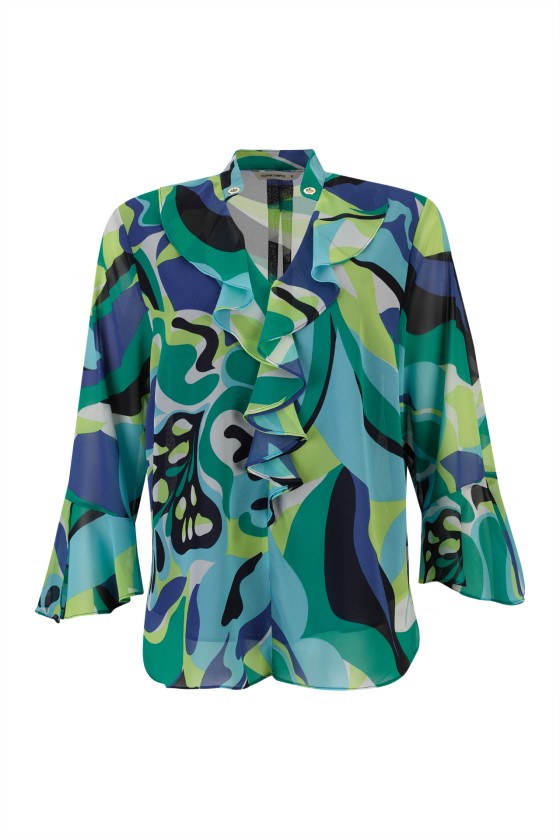 V-neck blouse with gathers