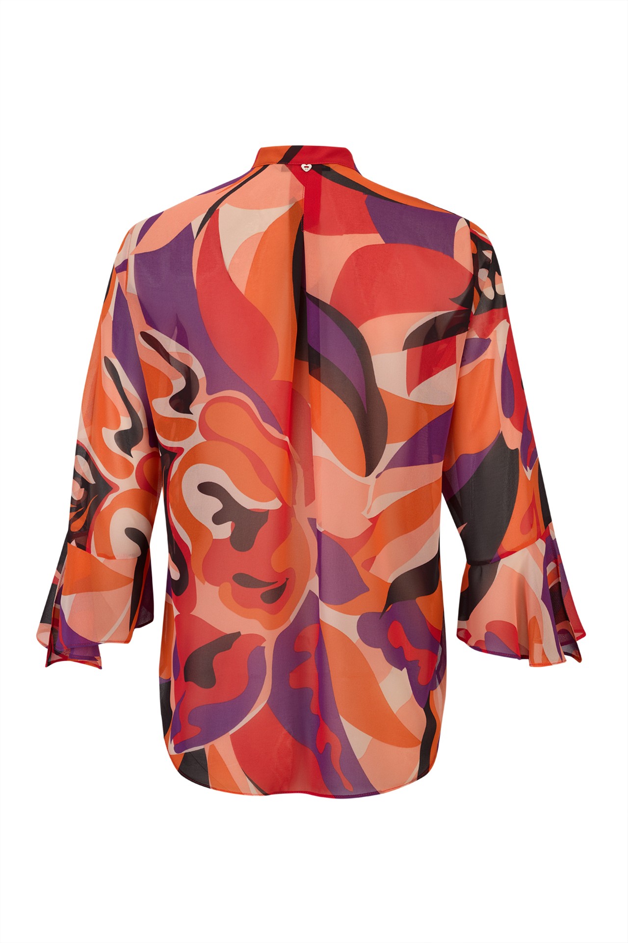 Túnica estampada de decote em V com folhos