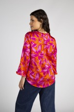 Allover print V neck blouse