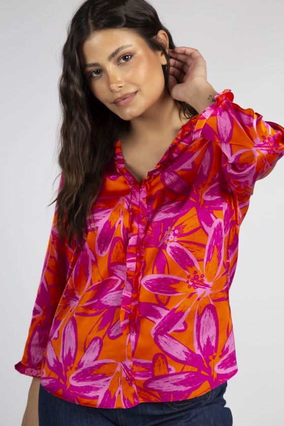 Tnica estampada escote en V