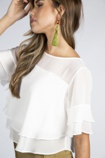 Blouse with overlapping layers
