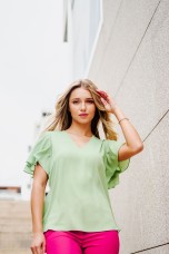 Asymmetric V-neck blouse