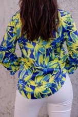 Allover print V neck blouse