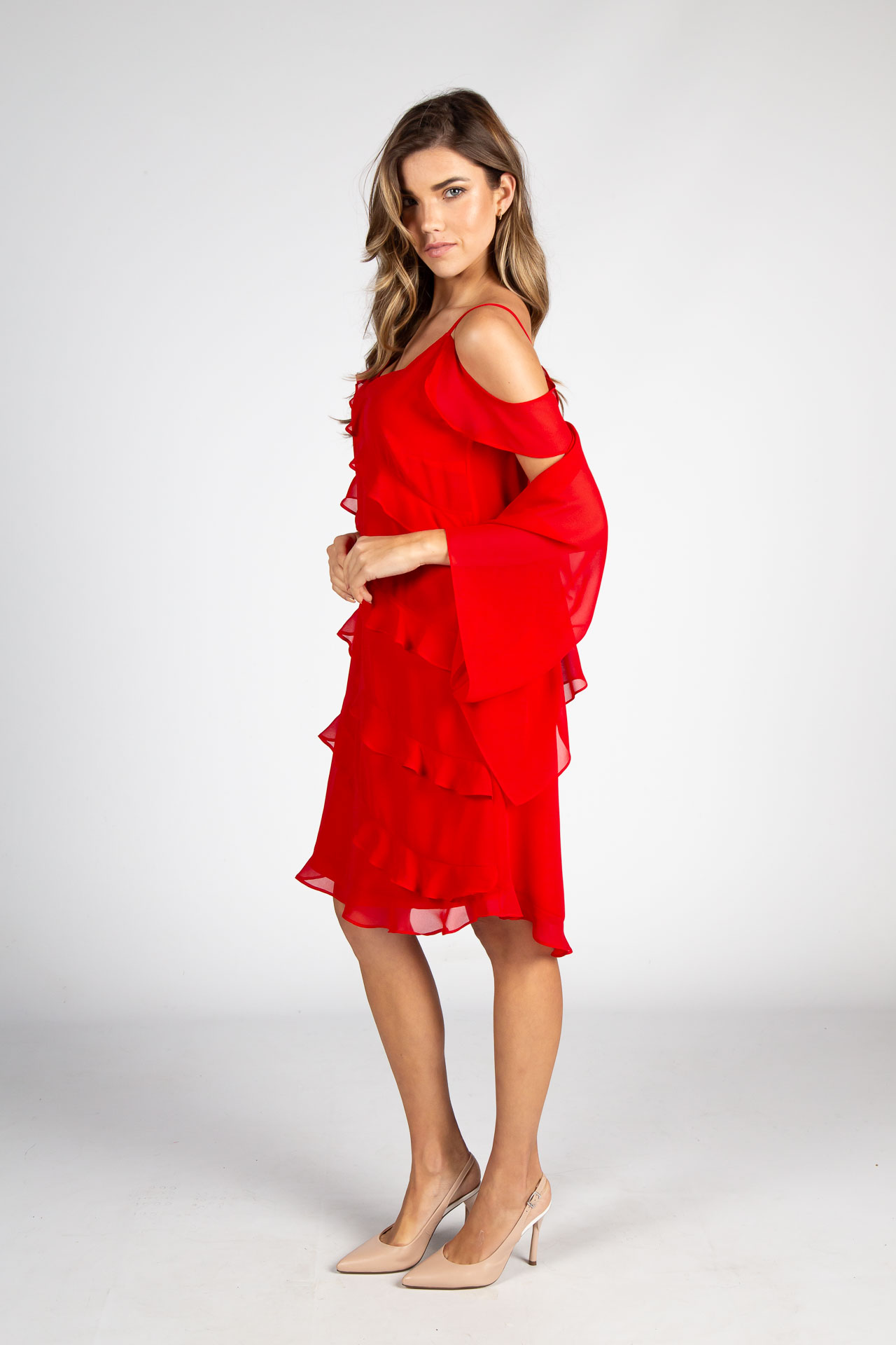 Strap dress with ruffles