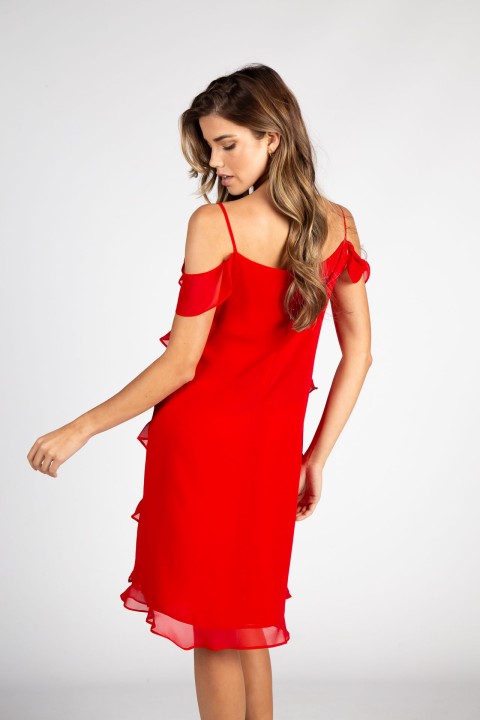 Strap dress with ruffles