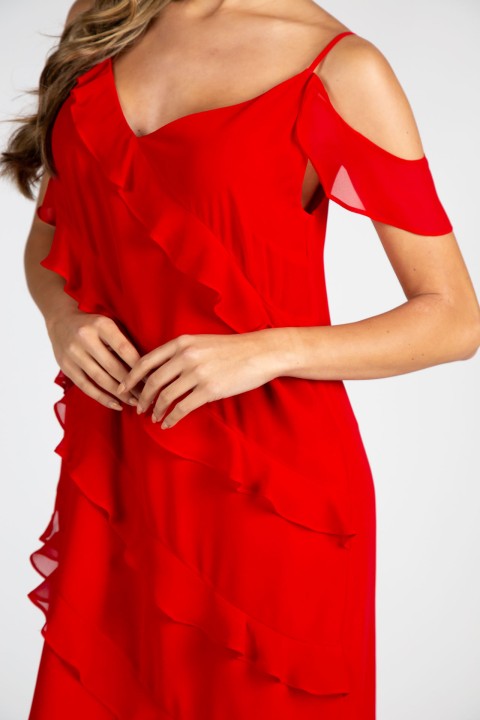 Strap dress with ruffles