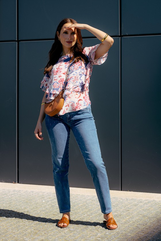 Blouse with overlapping layers