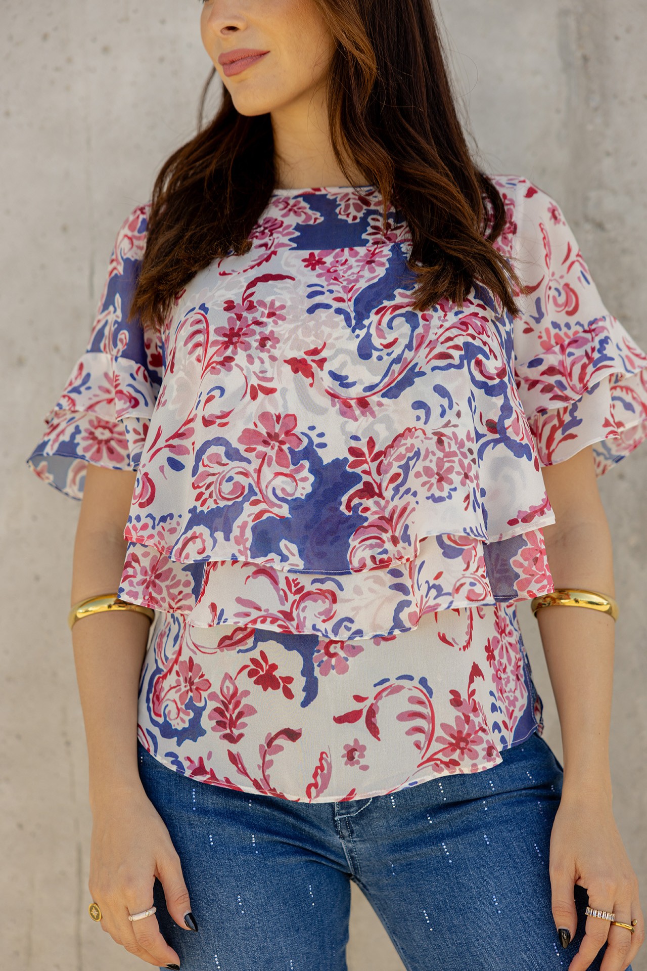 Blouse with overlapping layers