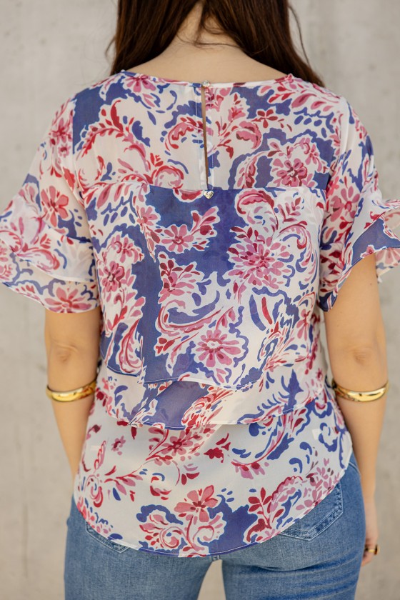 Blouse with overlapping layers