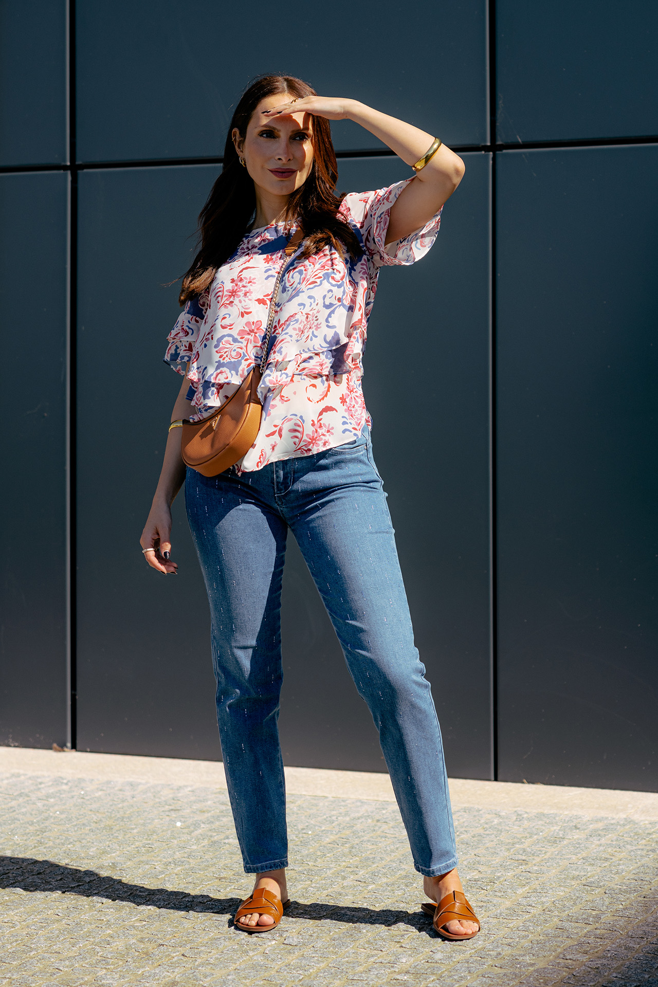 Blouse with overlapping layers
