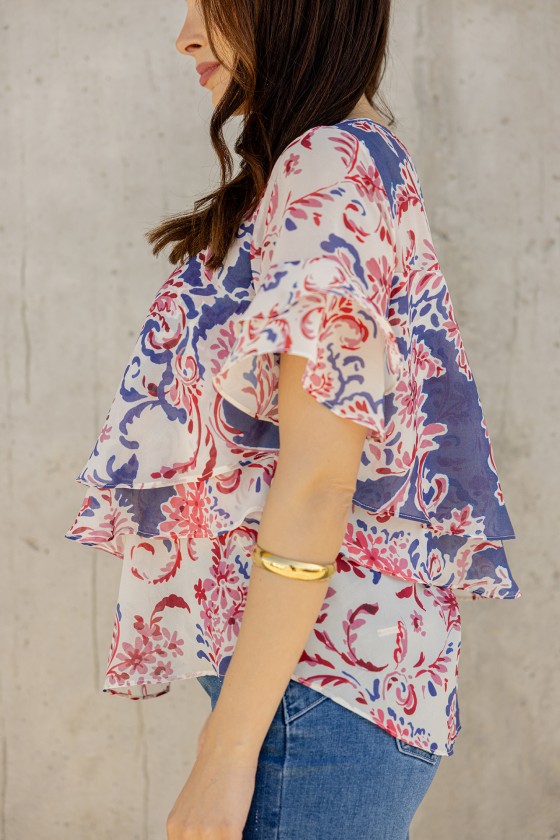 Blouse with overlapping layers