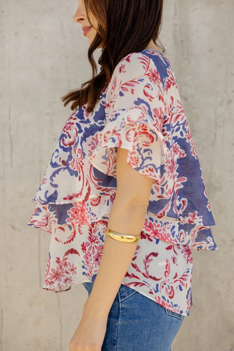 Blouse with overlapping layers