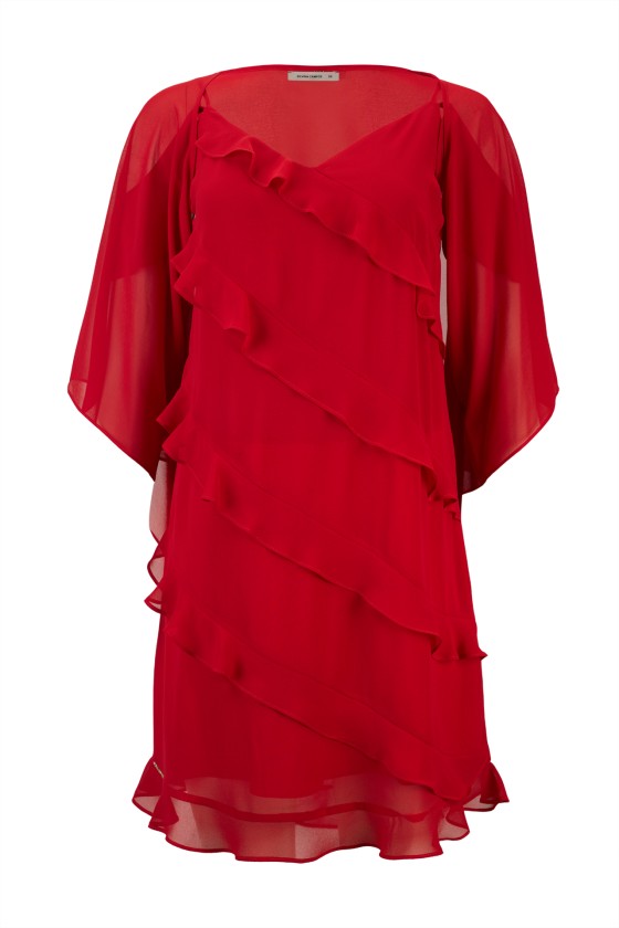 Strap dress with ruffles