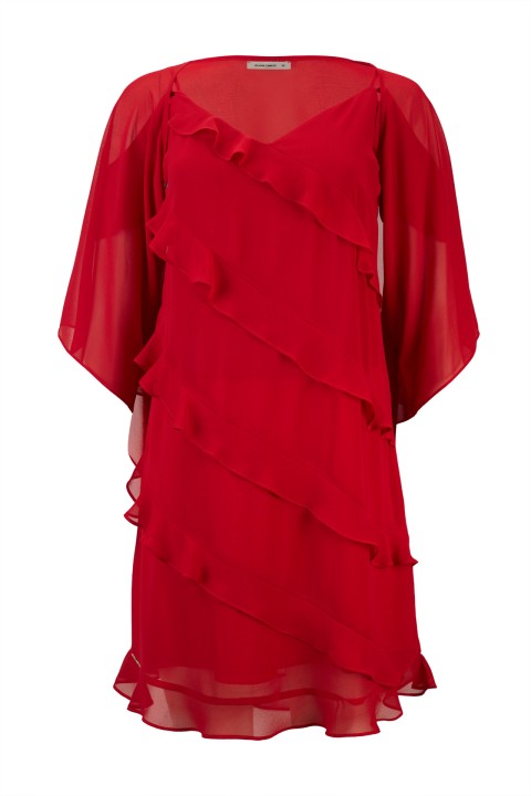 Strap dress with ruffles