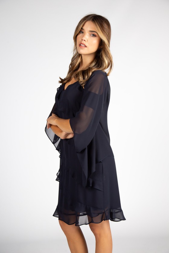 Strap dress with ruffles