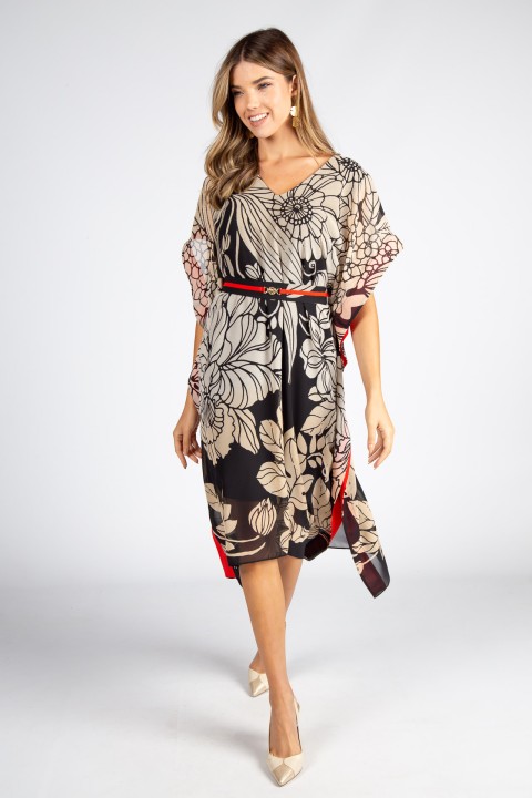 Vestido fluido com mangas amplas