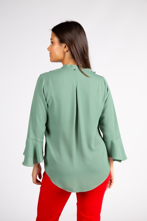 V-neck blouse with gathers