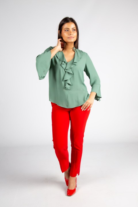 V-neck blouse with gathers