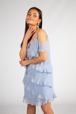 Strap dress with ruffles