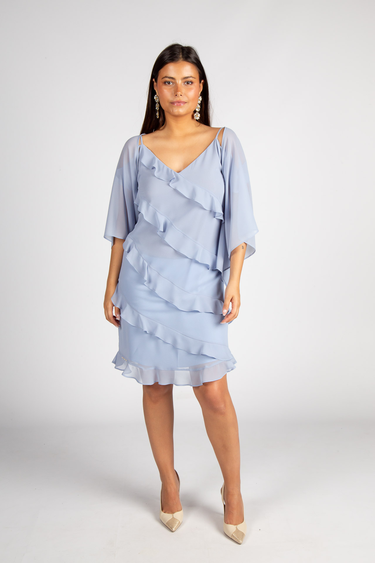 Strap dress with ruffles
