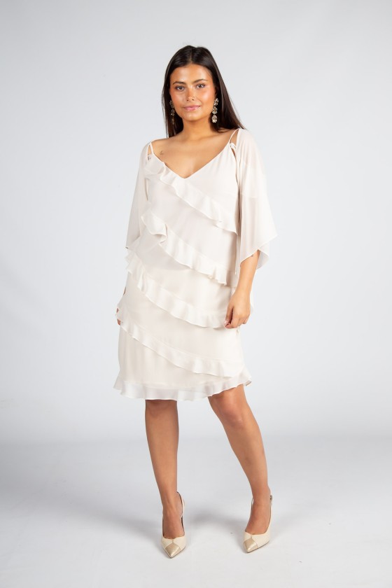 Strap dress with ruffles