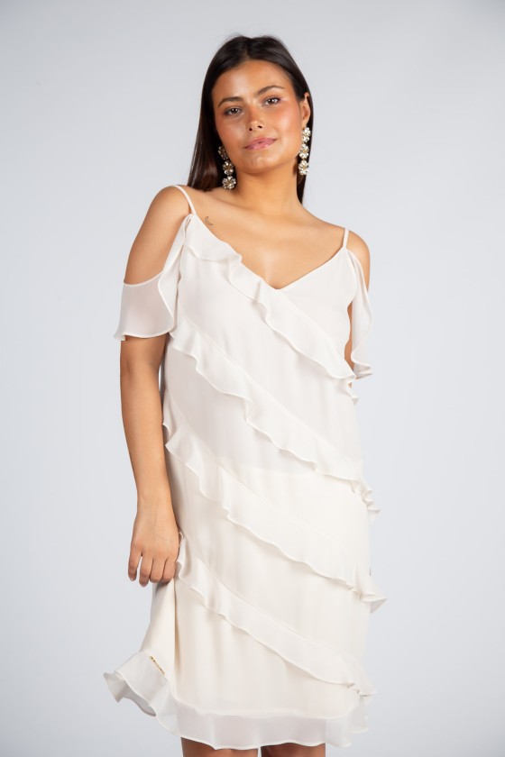 Strap dress with ruffles