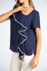 Asymmetrical frill blouse