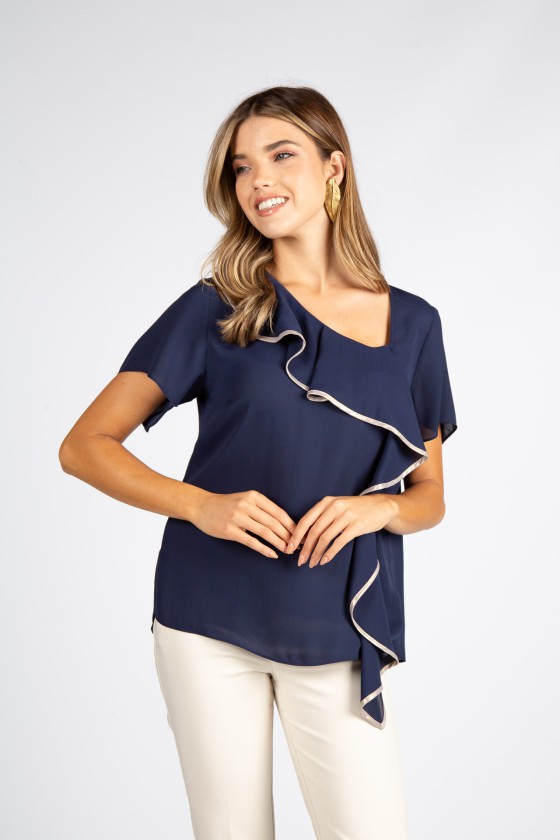 Asymmetrical frill blouse