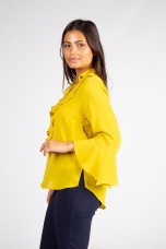 V-neck blouse with gathers