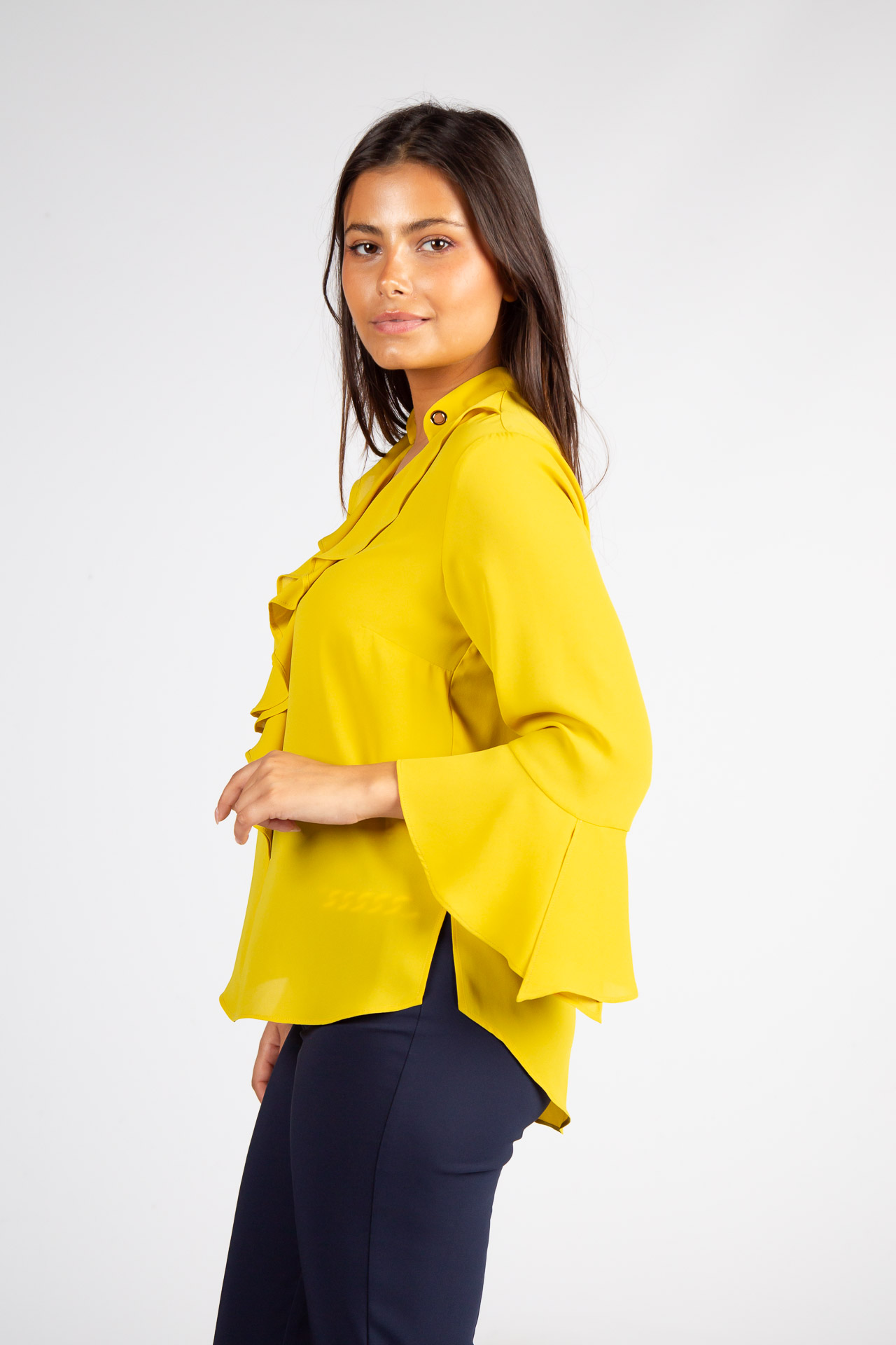 V-neck blouse with gathers