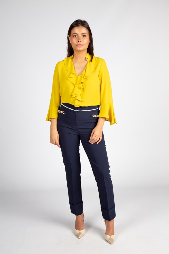 V-neck blouse with gathers