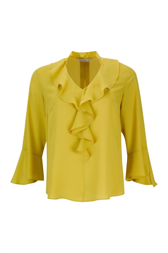 V-neck blouse with gathers
