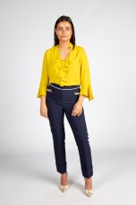 V-neck blouse with gathers
