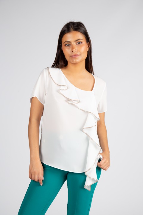 Asymmetrical frill blouse