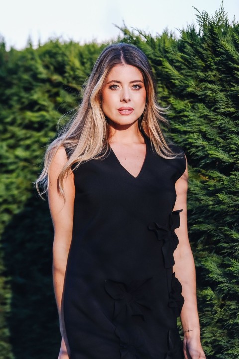 Vestido com flores 3D