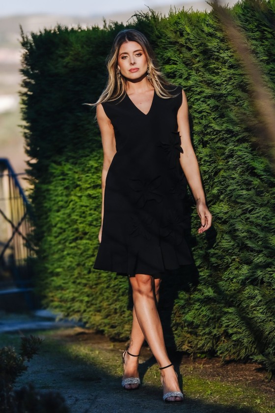 Vestido com flores 3D
