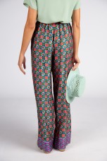 Ethnic print wide-leg trousers