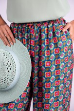 Ethnic print wide-leg trousers
