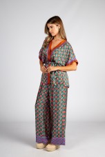 Ethnic print wide-leg trousers