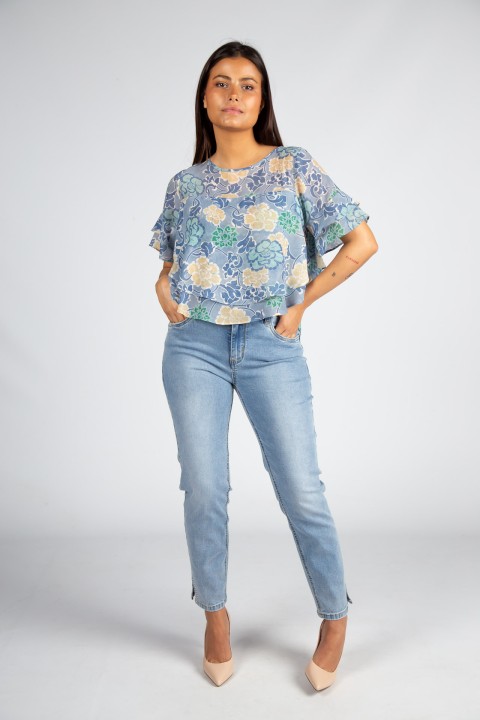 Blouse with overlapping layers